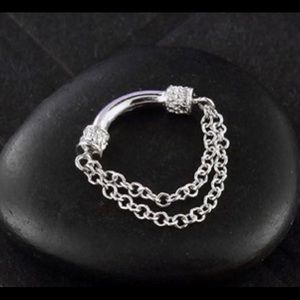 14k WHITE GOLD Double Chain Septum Spinner